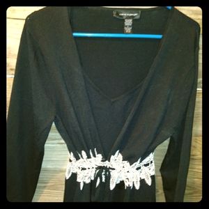 Large cable and gauge black sweater
